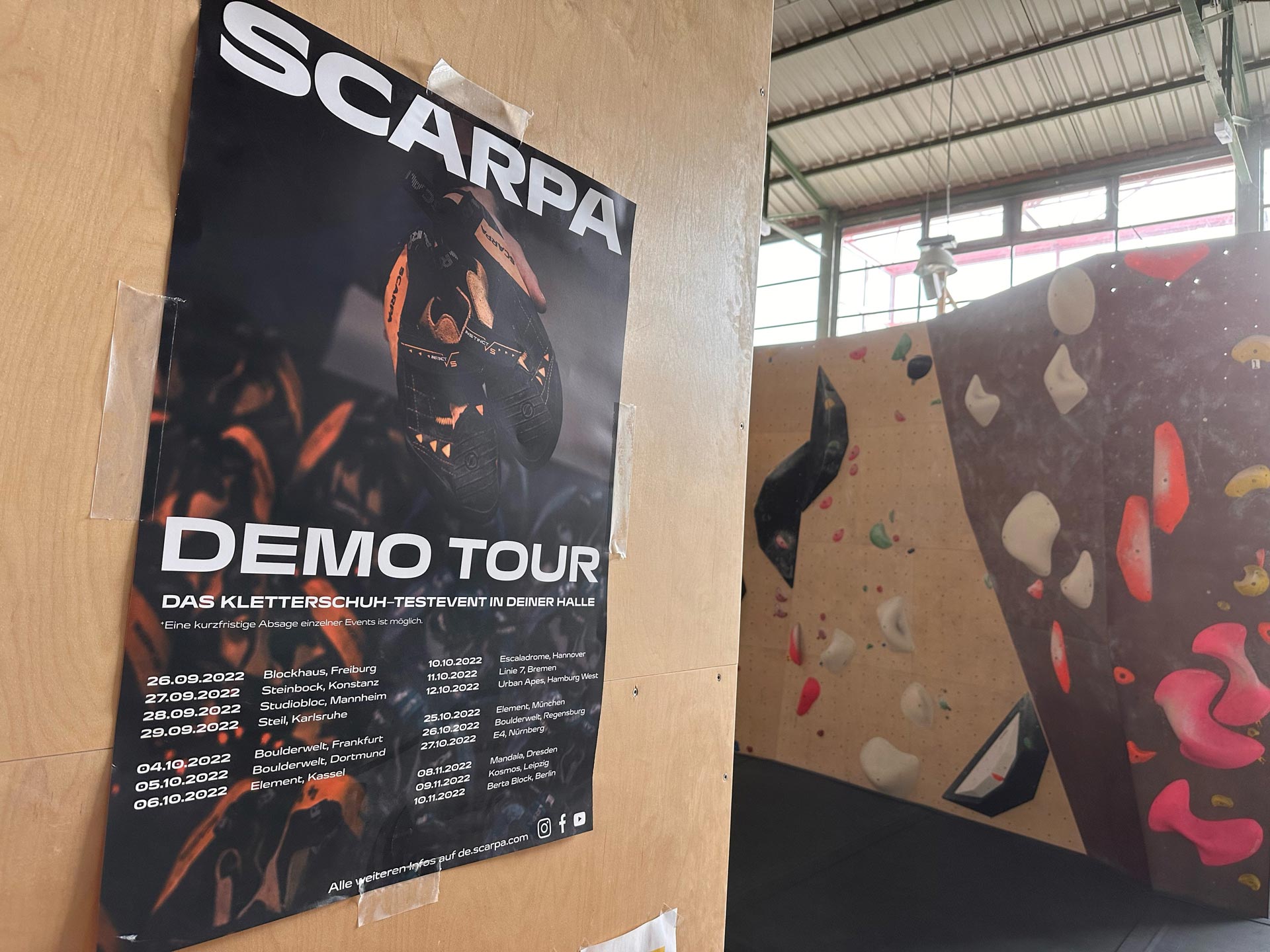 scarpa demo tour boulderhalle steil kletterhalle