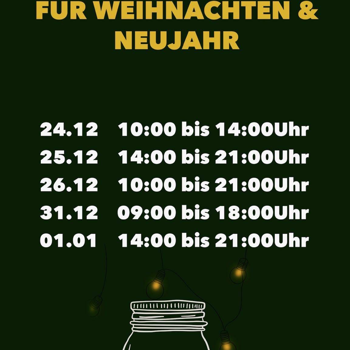Steil Holidays. Opening hours of Boulderhalle Steil in Karlsruhe Christmas a new years eve: 24.12.: 10 am to 2 pm, 25.12.: 2 pm to 9 pm, 26.12.: 10 am to 9 pm, 31.12. 9 am to 6 pm and 01.01.: 2 pm to 9 pm.